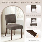 COLAMY Mid Century Modern Dining Chairs Set of 6, Upholstered Kitchen Chairs with Open Back, Farmhouse Fabric Side Dining Room Chairs with Wood Legs for Dining Room Kitchen Restaurant, Brown
