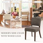 COLAMY Mid Century Modern Dining Chairs Set of 6, Upholstered Kitchen Chairs with Open Back, Farmhouse Fabric Side Dining Room Chairs with Wood Legs for Dining Room Kitchen Restaurant, Brown