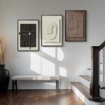 Cuspin Modern Abstract 3D Textured Wall Art, 3-Piece Neutral Artwork, Geometric Brown White Textured Sandstone Painting Prints, 16x24 Inch, Living Room, Bedroom, Home Office Decor