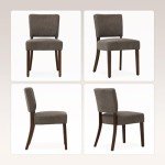 COLAMY Mid Century Modern Dining Chairs Set of 6, Upholstered Kitchen Chairs with Open Back, Farmhouse Fabric Side Dining Room Chairs with Wood Legs for Dining Room Kitchen Restaurant, Brown