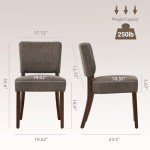 COLAMY Mid Century Modern Dining Chairs Set of 6, Upholstered Kitchen Chairs with Open Back, Farmhouse Fabric Side Dining Room Chairs with Wood Legs for Dining Room Kitchen Restaurant, Brown