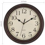 Foxtop 14 Inch Wall Clock Battery Operated Silent Non-Ticking Round Classic Vintage Retro Wall Clock Decorative for Living Room Kitchen Home Office (Bronze)