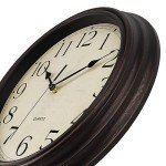Foxtop 14 Inch Wall Clock Battery Operated Silent Non-Ticking Round Classic Vintage Retro Wall Clock Decorative for Living Room Kitchen Home Office (Bronze)