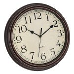 Foxtop 14 Inch Wall Clock Battery Operated Silent Non-Ticking Round Classic Vintage Retro Wall Clock Decorative for Living Room Kitchen Home Office (Bronze)