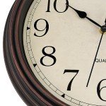 Foxtop 14 Inch Wall Clock Battery Operated Silent Non-Ticking Round Classic Vintage Retro Wall Clock Decorative for Living Room Kitchen Home Office (Bronze)