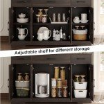 HOSTACK Buffet Cabinet with Drawers, 55" Large Sideboard Buffet Storage Cabinet with Shelves and Doors, Modern Farmhouse Coffee Bar Cabinet Wood Buffet Table for Kitchen, Dining Room, Dark Brown