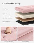 SONGMICS Storage Ottoman Bench, Foldable Ottoman Foot Rest, 15 x 43 x 15 Inches, End of Bed Bench, Storage Chest, Load up to 660 lb, for Living Room, Bedroom, Entryway, Jelly Pink ULSF277R01