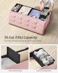 SONGMICS Storage Ottoman Bench, Foldable Ottoman Foot Rest, 15 x 43 x 15 Inches, End of Bed Bench, Storage Chest, Load up to 660 lb, for Living Room, Bedroom, Entryway, Jelly Pink ULSF277R01