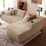 ovios 104" Cloud Sectional Couch with L-Shape Chaise,Modern Modular Sofa with Deep Seat, Upholstered Couches for Living Room Bedroom,No Assembly Required, Beige (Plush Corduroy Fabric)
