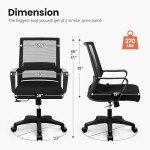 NEO CHAIR Office Chair Gaming Desk Computer Chair Ergonomic Mid Back Mesh Cushion with Wheels Lumbar Support Comfy Swivel Adjustable Rolling Home (Black)