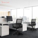 NEO CHAIR Office Chair Gaming Desk Computer Chair Ergonomic Mid Back Mesh Cushion with Wheels Lumbar Support Comfy Swivel Adjustable Rolling Home (Black)