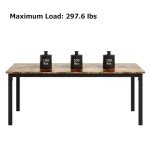 GarveeHome 70.8in Industrial Dining Table for 6, Wooden Long Dinner Table with Mortise Tenon Design, Kitchen Table with Sturdy Metal Legs, for Dining Room Home Office Living Room, Retro Brown