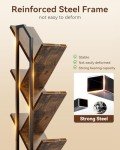 Casaottima Tree Bookshelf with LED Light Strip — 6-Tier Corner Shelf with Cabinet, Narrow Floor Standing Bookcase, Small Steel&Wood Book Shelf, Home Decor for Living Room/Bedroom/Home Office, Vintage