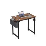 DUMOS 32 Inch Office Small Computer Desk Modern Simple Style Writing Study Work Table for Home Bedroom - Wood Brown