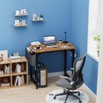 DUMOS 32 Inch Office Small Computer Desk Modern Simple Style Writing Study Work Table for Home Bedroom - Wood Brown