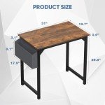 DUMOS 32 Inch Office Small Computer Desk Modern Simple Style Writing Study Work Table for Home Bedroom - Wood Brown