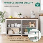 YITAHOME Farmhouse Sideboard Buffet Cabinet with Storage with 4 Doors, 55'' Large Kitchen Storage Cabinet, Coffee Bar Cabinet with Adjustable Shelf for Kitchen, Living Room, White