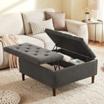 Weture 35 Inch Extra Large Storage Ottoman Coffee Table, Oversized Square Ottoman with Storage, Tufted Upholstered Ottomans Coffee Table for Living Room (Fabric, Dark Grey)