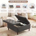 Weture 35 Inch Extra Large Storage Ottoman Coffee Table, Oversized Square Ottoman with Storage, Tufted Upholstered Ottomans Coffee Table for Living Room (Fabric, Dark Grey)