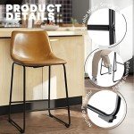 Waleaf 26 inch Bar Stools Set of 2,Counter Height Bar Stools with Back, Modern PU Leather Stools with Metal Leg and Footrest (Whisky, 2 Pcs 26" Counter Height Barstools)