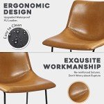 Waleaf 26 inch Bar Stools Set of 2,Counter Height Bar Stools with Back, Modern PU Leather Stools with Metal Leg and Footrest (Whisky, 2 Pcs 26" Counter Height Barstools)
