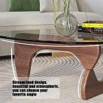 Triangle Coffee Table in Walnut Mid Century Modern Solid Wood Base and Triangle Clear Glass Coffee Table for Living Room Low Minimalist Tea Table Coffee Tables (36 * 25.6 * 16, Walnut Teal)