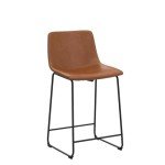 Waleaf 26 inch Bar Stools Set of 2,Counter Height Bar Stools with Back, Modern PU Leather Stools with Metal Leg and Footrest (Whisky, 2 Pcs 26" Counter Height Barstools)