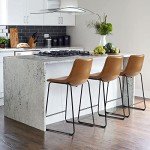 Waleaf 26 inch Bar Stools Set of 2,Counter Height Bar Stools with Back, Modern PU Leather Stools with Metal Leg and Footrest (Whisky, 2 Pcs 26" Counter Height Barstools)