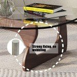 Triangle Coffee Table in Walnut Mid Century Modern Solid Wood Base and Triangle Clear Glass Coffee Table for Living Room Low Minimalist Tea Table Coffee Tables (36 * 25.6 * 16, Walnut Teal)