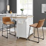 Waleaf 26 inch Bar Stools Set of 2,Counter Height Bar Stools with Back, Modern PU Leather Stools with Metal Leg and Footrest (Whisky, 2 Pcs 26" Counter Height Barstools)