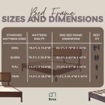 Bme Nipe King 14 Inch Bohemian Bed Frame with Adjustable Wicker Headboard - Rustic & Vintage Unique Style with Acacia Wood - No Box Spring Needed - Easy Assembly - Walnut