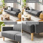 mopio 76.8" Futon Sofa Bed, Small Couch, Sleeper, Loveseat, Mid Century Modern Futon Couch, Sofa Cama, Couches for Living Room (Dark Gray Fabric)