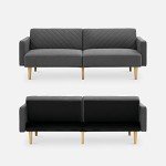 mopio 76.8" Futon Sofa Bed, Small Couch, Sleeper, Loveseat, Mid Century Modern Futon Couch, Sofa Cama, Couches for Living Room (Dark Gray Fabric)