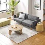 mopio 76.8" Futon Sofa Bed, Small Couch, Sleeper, Loveseat, Mid Century Modern Futon Couch, Sofa Cama, Couches for Living Room (Dark Gray Fabric)
