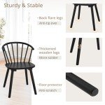 LUE BONA Black Dining Chairs Set of 4, Farmhouse Wood Dining Chairs with Semicircular Backrest, Spindle Dining Chair for Kitchen and Dining Room, 18 Inch