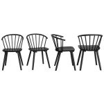 LUE BONA Black Dining Chairs Set of 4, Farmhouse Wood Dining Chairs with Semicircular Backrest, Spindle Dining Chair for Kitchen and Dining Room, 18 Inch