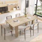 Vabches Extendable Dining Table for 6 8 10, 55'' to 78" Expandable Dining Room Table Mid Century Modern Large Transformer Rectangle Dining Room Table Space Saving for Small Apartment Conference, Oak