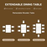 Vabches Extendable Dining Table for 6 8 10, 55'' to 78" Expandable Dining Room Table Mid Century Modern Large Transformer Rectangle Dining Room Table Space Saving for Small Apartment Conference, Oak