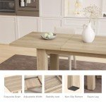 Vabches Extendable Dining Table for 6 8 10, 55'' to 78" Expandable Dining Room Table Mid Century Modern Large Transformer Rectangle Dining Room Table Space Saving for Small Apartment Conference, Oak