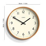 JONES CLOCKS® Studio Round Wall Clock - Round Clock - Modern Clock - Designer Clock - Kitchen Clock - Living Room Clock - Office Clock - Easy to Read Dial - Contemporary Design (Orange)
