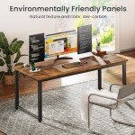 Huuger 55 Inch Desk with Power Outlets & USB-C, Deeper & Thicker Desktop, Robust Metal Tubes, Computer Desk, Heavy Duty Office Desk, Work Gaming Desk for Home Office, Rustic Brown