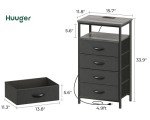 Huuger Night Stand with Charging Station, 4 Drawer Dresser for Bedroom, Bedside Table, 33.9 Inch Tall Nightstand with Open Shelf, End Table, for Closet, Entryway, Bedroooom, Gray