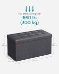 SONGMICS MAZIE Collection - 30 Inches Storage Ottoman Bench with Flipping Lid, Storage Chest Footstool, Load 660 lb, for Entryway, Living Room, Bedroom, Synthetic Leather, Dark Gray ULSF045G01