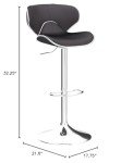 Roundhill Furniture Masaccio Velvet Upholstered Adjustable Swivel Barstool, Set of 2, Gray