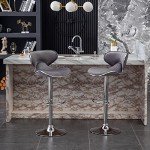 Roundhill Furniture Masaccio Velvet Upholstered Adjustable Swivel Barstool, Set of 2, Gray