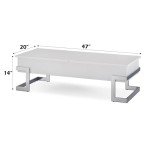 Acme Calnan Rectangular Wooden Lift Top Coffee Table in White and Chrome