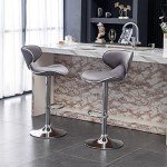 Roundhill Furniture Masaccio Velvet Upholstered Adjustable Swivel Barstool, Set of 2, Gray