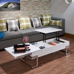 Acme Calnan Rectangular Wooden Lift Top Coffee Table in White and Chrome