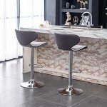 Roundhill Furniture Masaccio Velvet Upholstered Adjustable Swivel Barstool, Set of 2, Gray