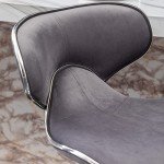 Roundhill Furniture Masaccio Velvet Upholstered Adjustable Swivel Barstool, Set of 2, Gray